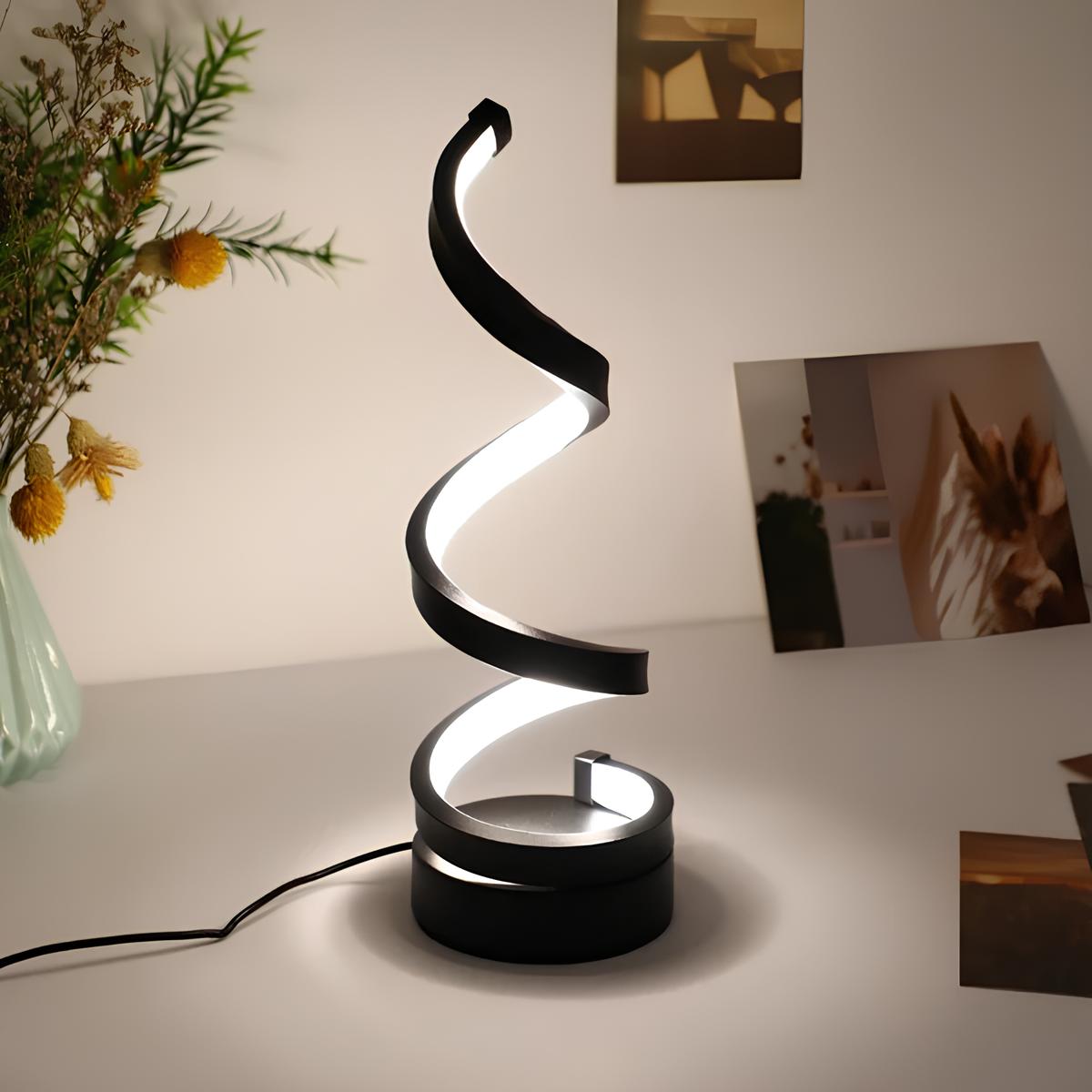 Elegant Spiral Table Lamp - LED Helix, 3-Mode Dimmable