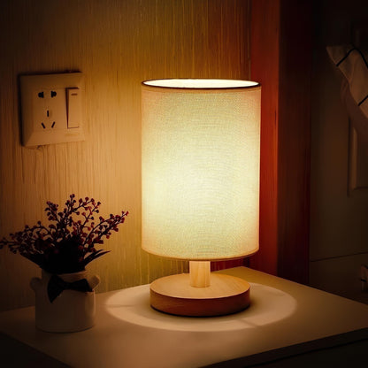 Organic Glow Lamp - Wood Base, Fabric Shade, Dimmable