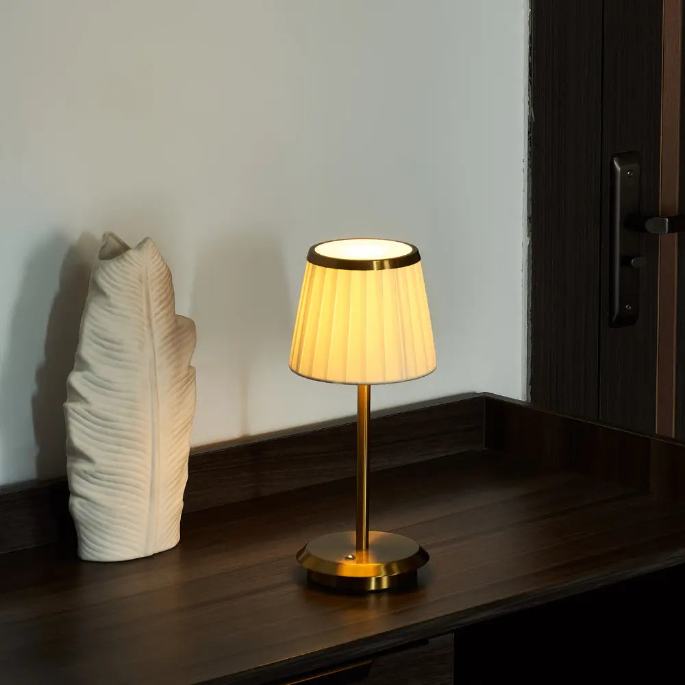 Classic Elegance Table Lamp - Fabric Shade, Brass Base