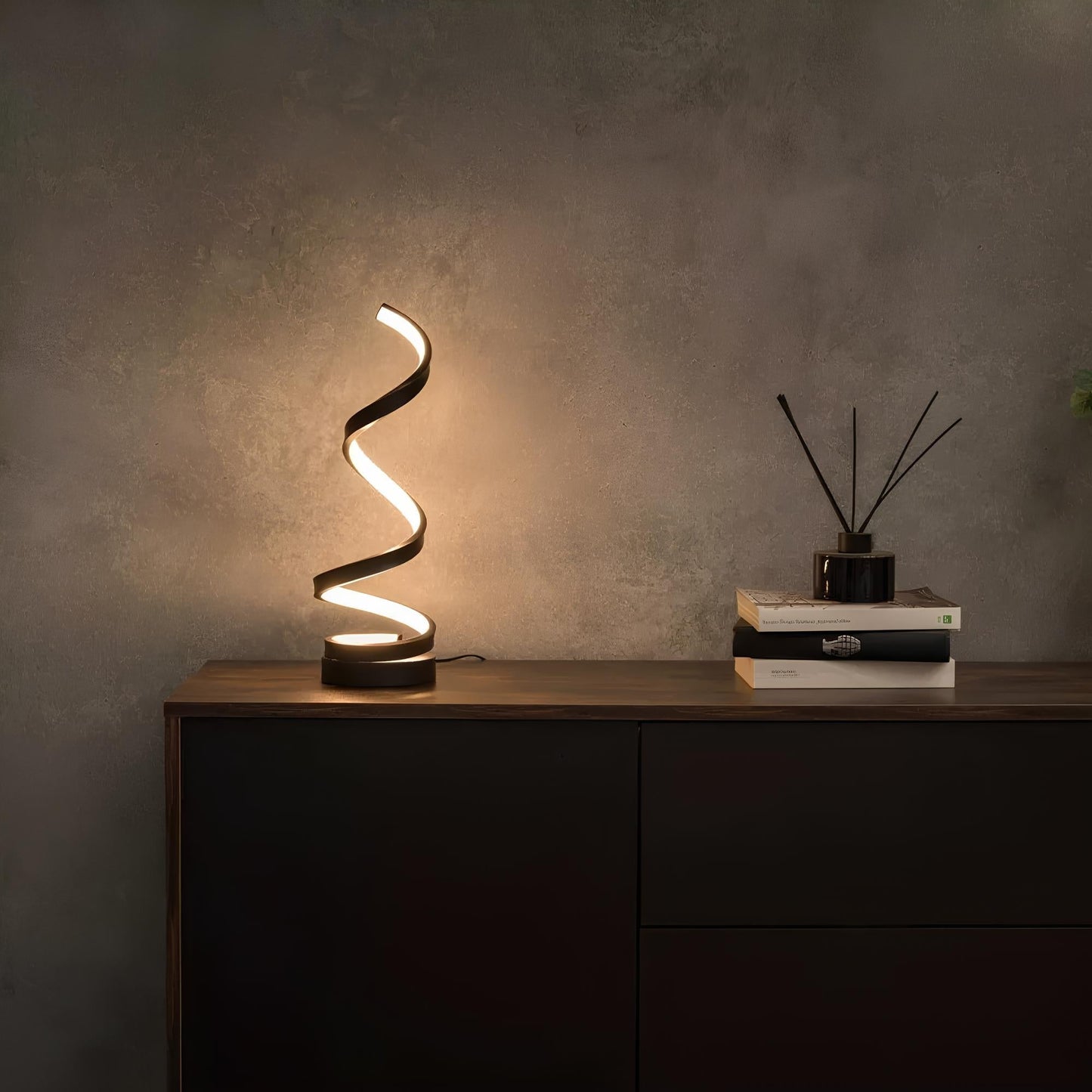 Elegant Spiral Table Lamp - LED Helix, 3-Mode Dimmable