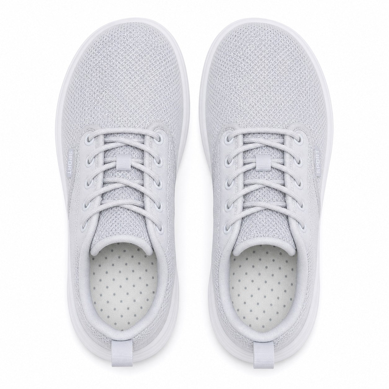 Freestep Womens Wide Toe Walking Shoes Light Gray Top Down Detail