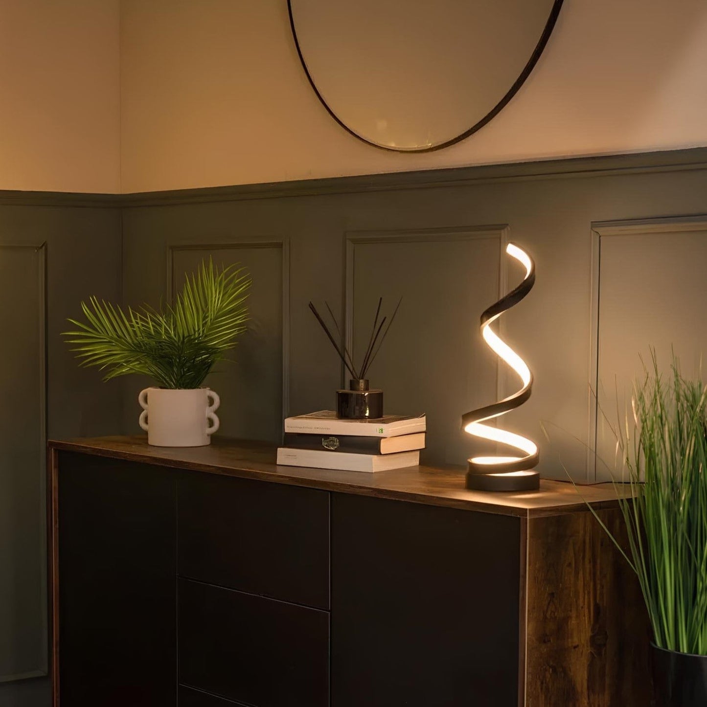Elegant Spiral Table Lamp - LED Helix, 3-Mode Dimmable