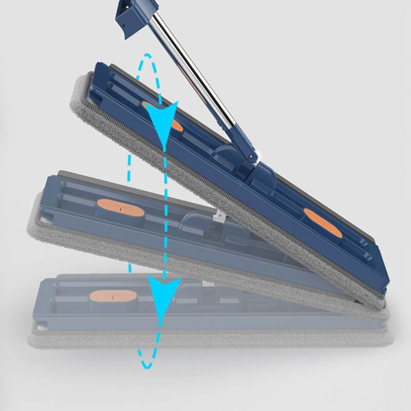 FlatEase Large Floor Mop – With Reusable Microfiber & 360° Swivel Head