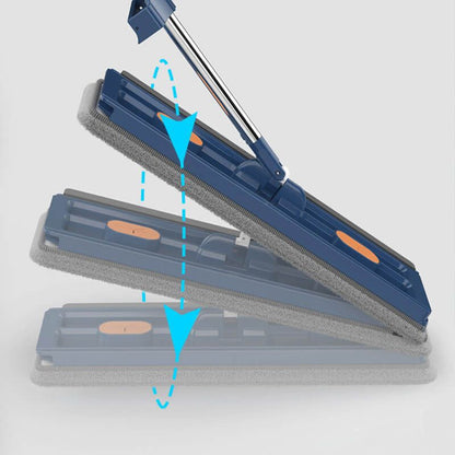 FlatEase Large Floor Mop – With Reusable Microfiber & 360° Swivel Head