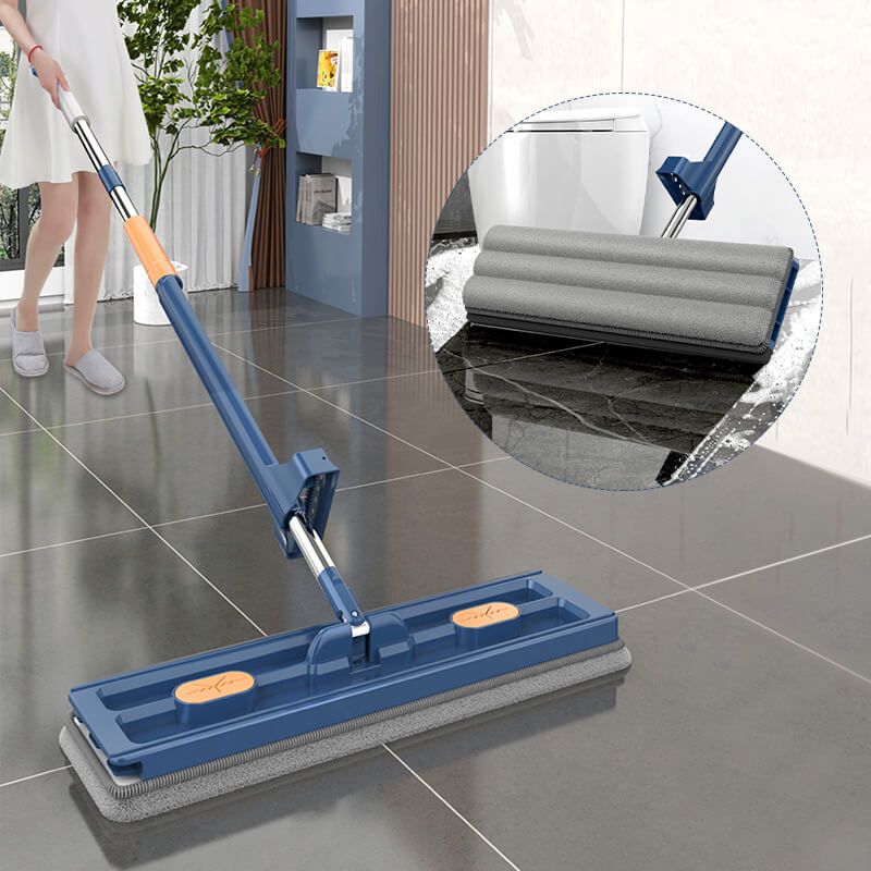 FlatEase Large Floor Mop – With Reusable Microfiber & 360° Swivel Head