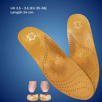 LeatherGuard Orthopedic Leather Shoe Insole | Shock Absorption - Arch Support - Comfortable