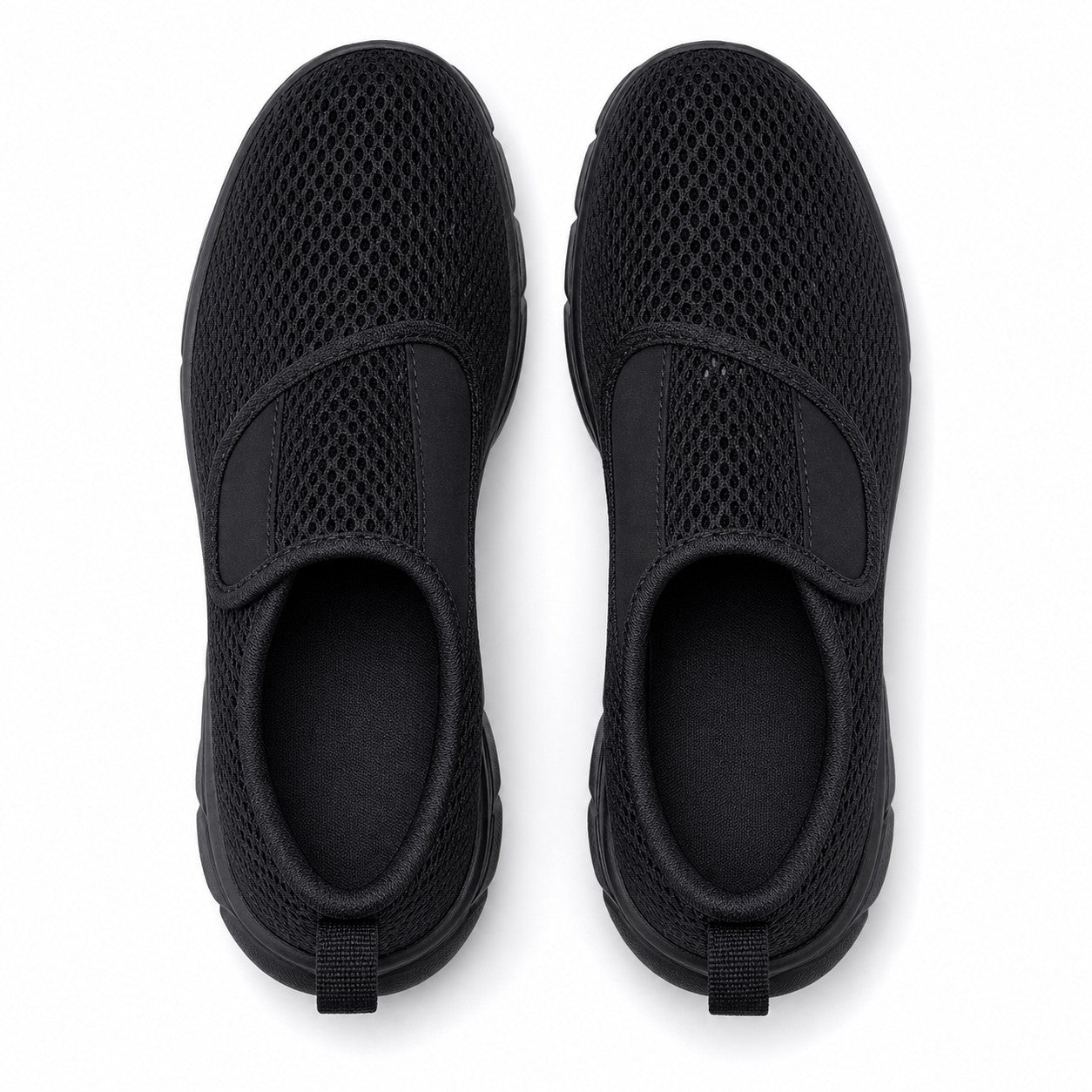 Mira Wide Fit Slip On Walking Shoes For Women All Black Top Down Detail
