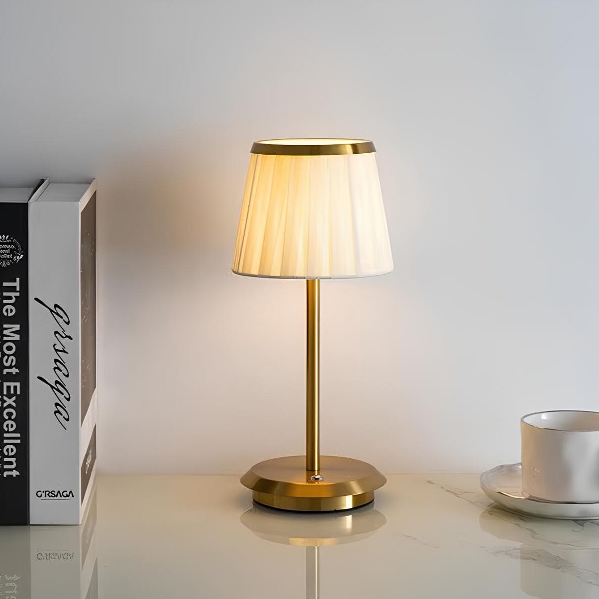 Classic Elegance Table Lamp - Fabric Shade, Brass Base