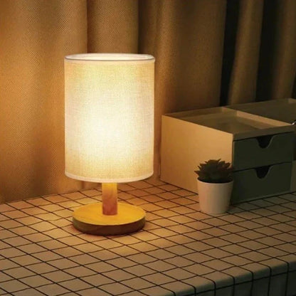 Organic Glow Lamp - Wood Base, Fabric Shade, Dimmable