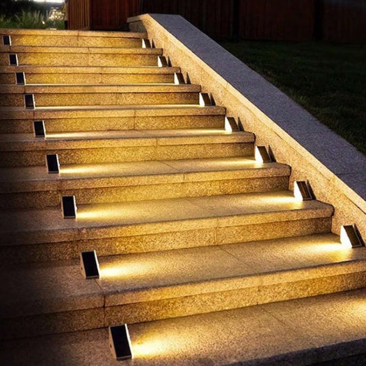 Solar Powered Stair Lights - Dusk-to-Dawn, Weatherproof