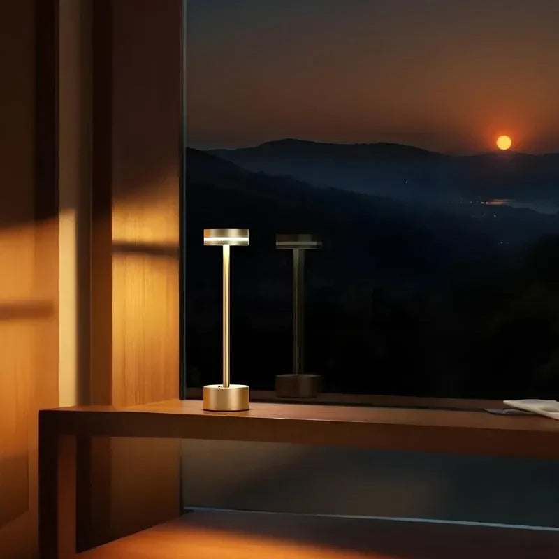 Cosmic Elegance Table Lamp - Rechargeable LED, Touch Dimmable